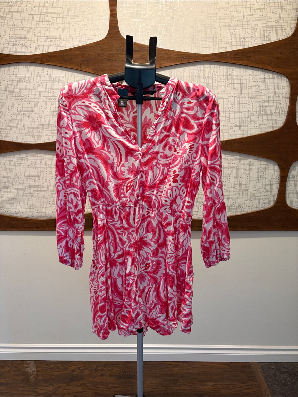 Zara Pink and White Floral Swim Cover-Up Tunic